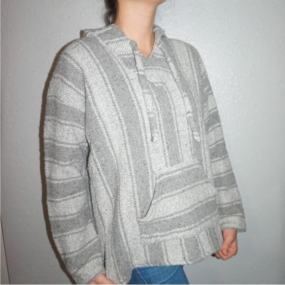 Gray Striped Hoodie